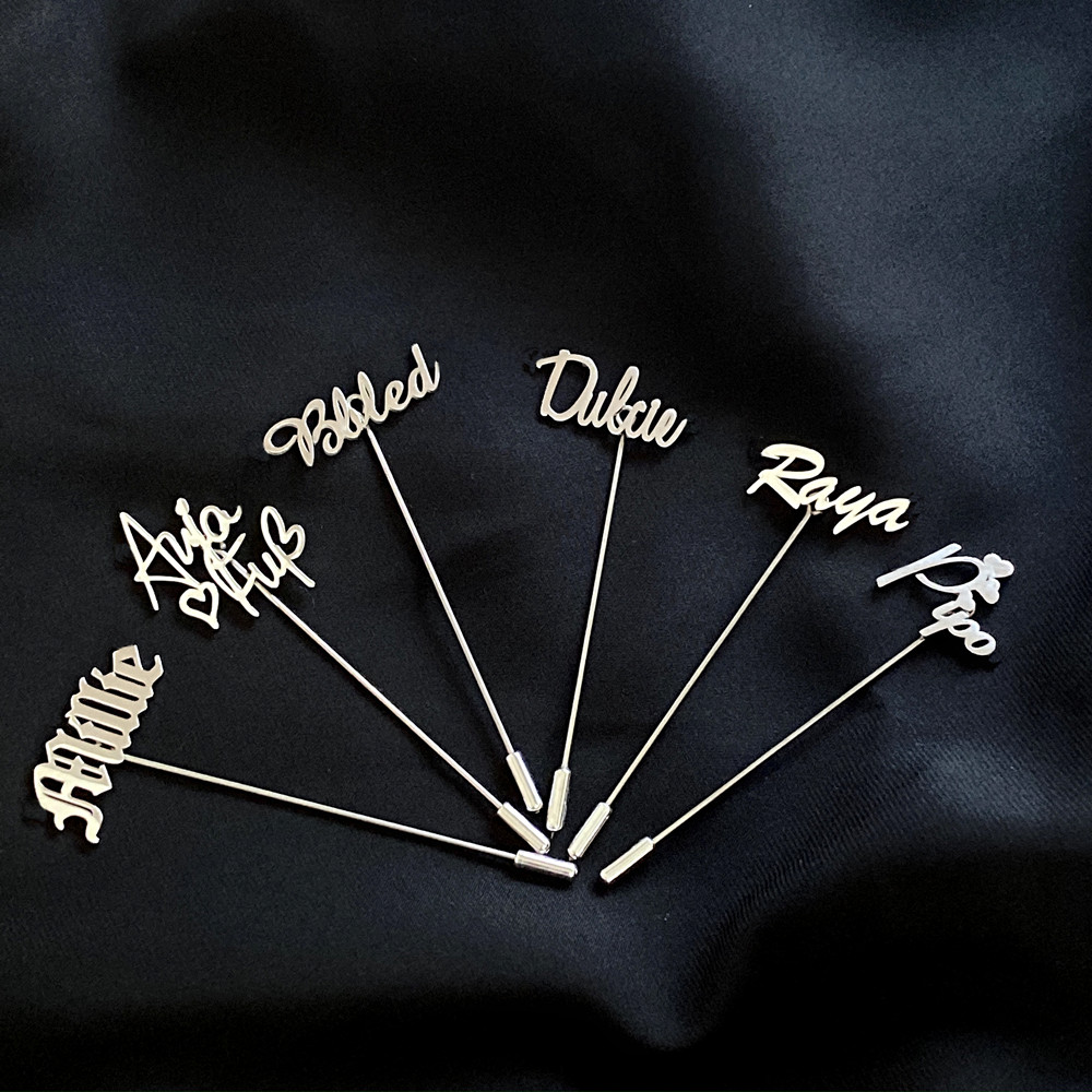 Embroidery Name - Personalized Men Lapel Pin Custom Name