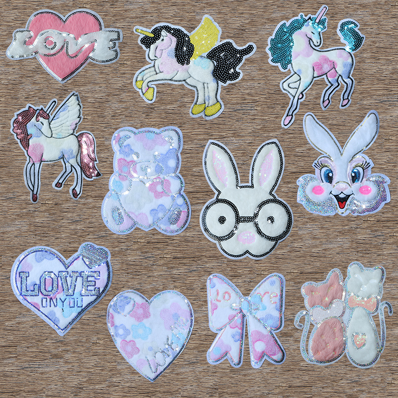 Embroidery Unicorn - Unicorn Cat Rabbit Bear Heart-shaped Fluff