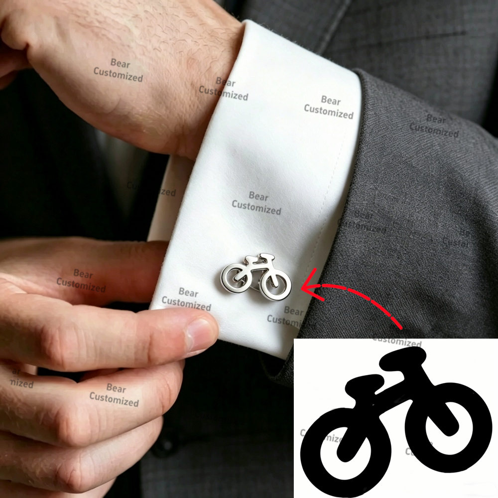 Embroidery Name - Men Custom Logo Tie Clip Cufflinks