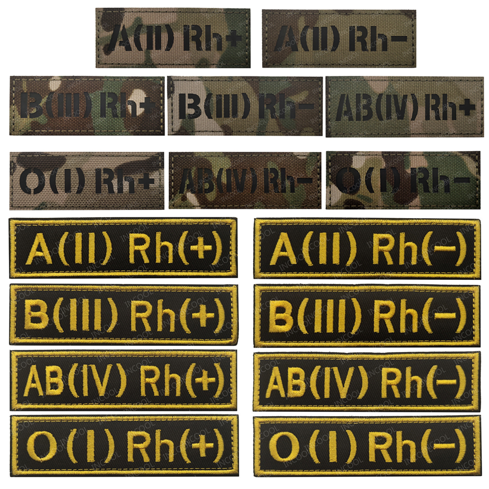 Embroidery Fonts - Blood Type Group Infrared Reflective Patches