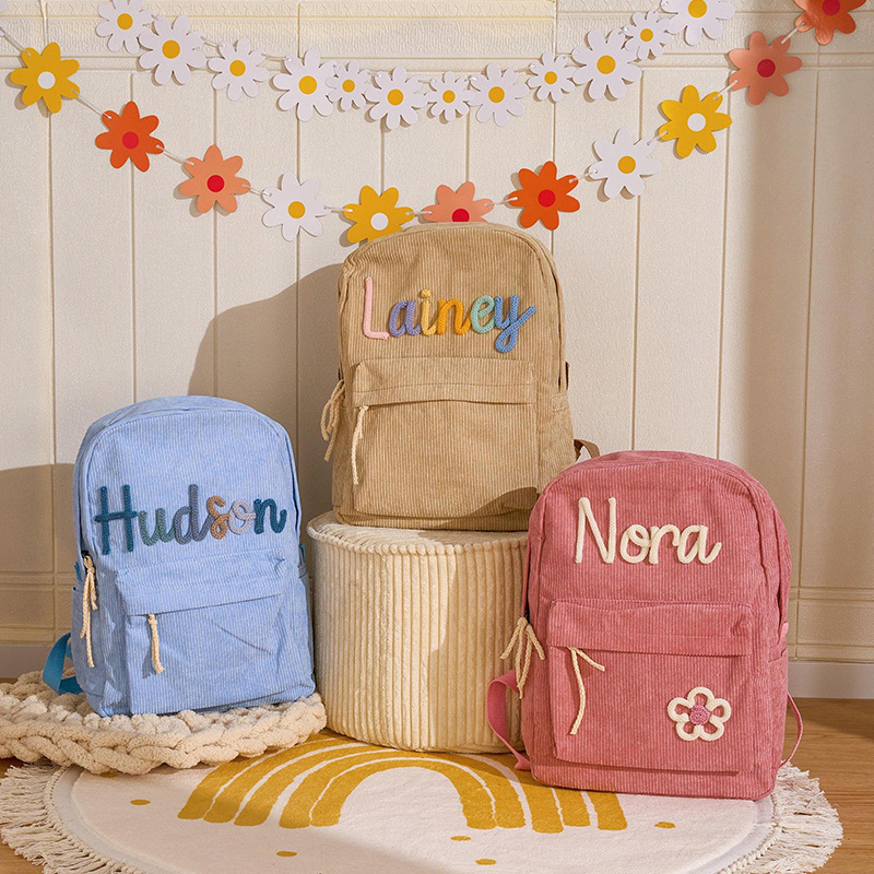 Embroidery Name - Customized Kids Backpack Bag Handmade Embroidery