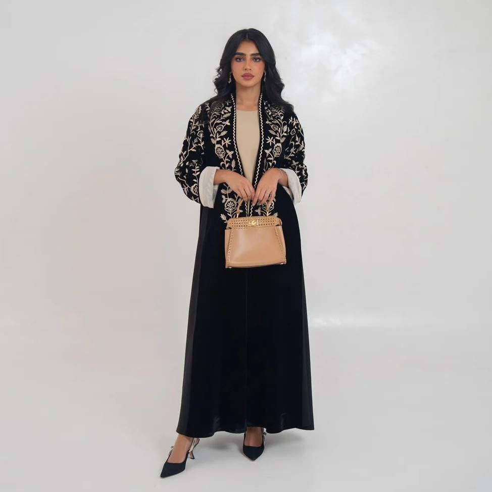 Embroidery Kebaya - Eid Ramadan Embroidered Abaya Women Muslim