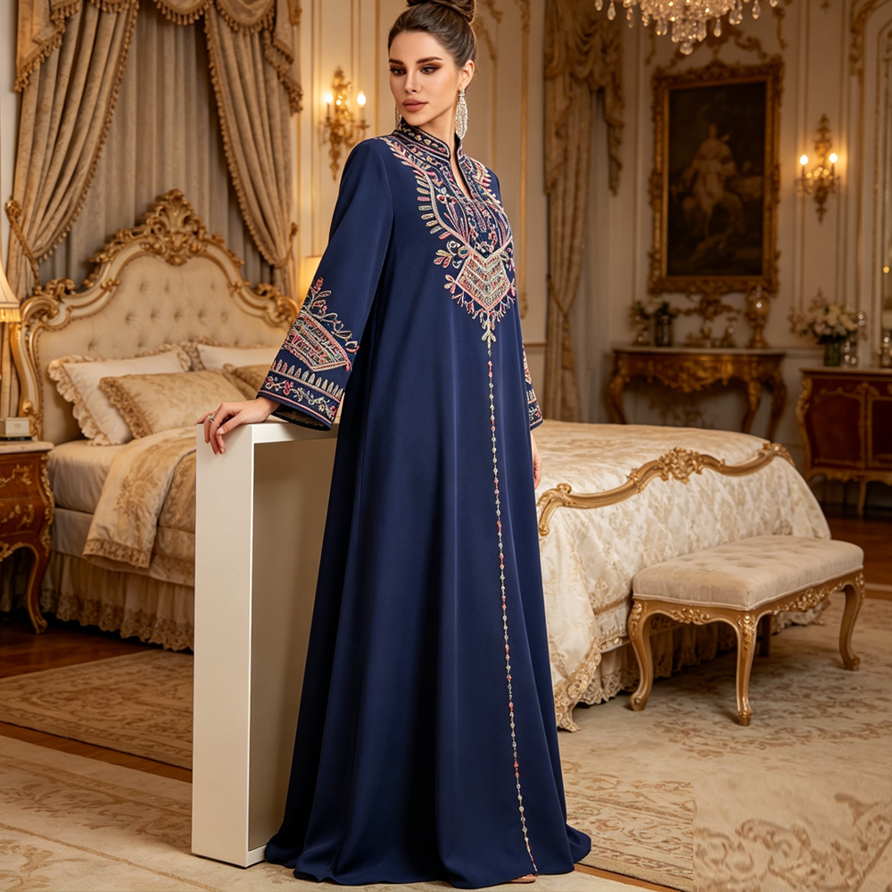 Embroidery Kebaya - Femme Musulmane Vestidos Jalabiya Embroidery Abayas