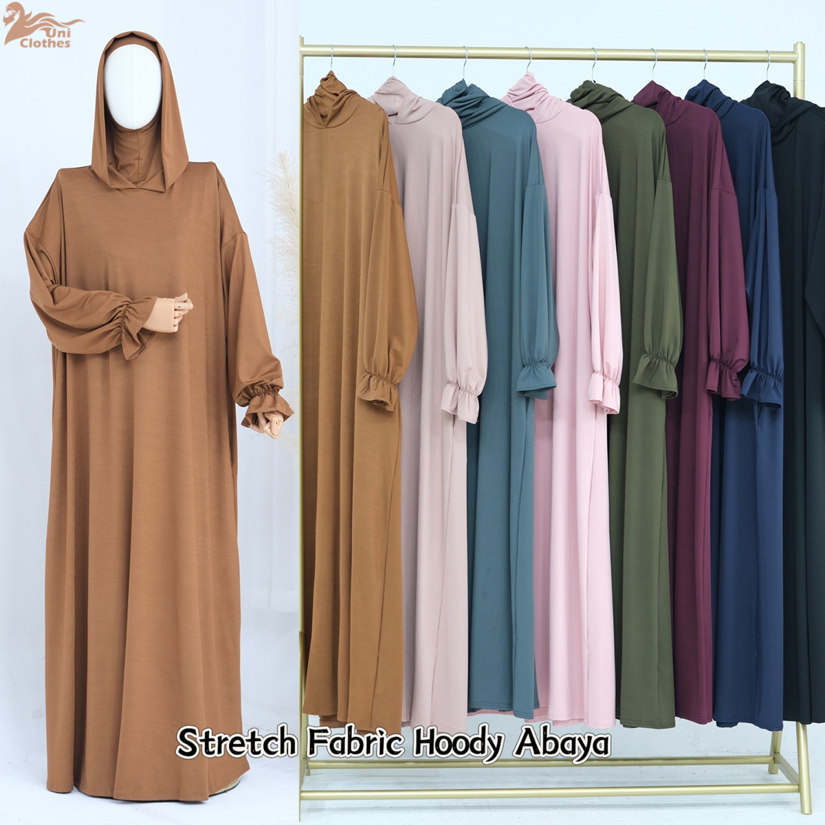 Embroidery Hijab - Eid Ramadan Prayer Abaya Women Muslim