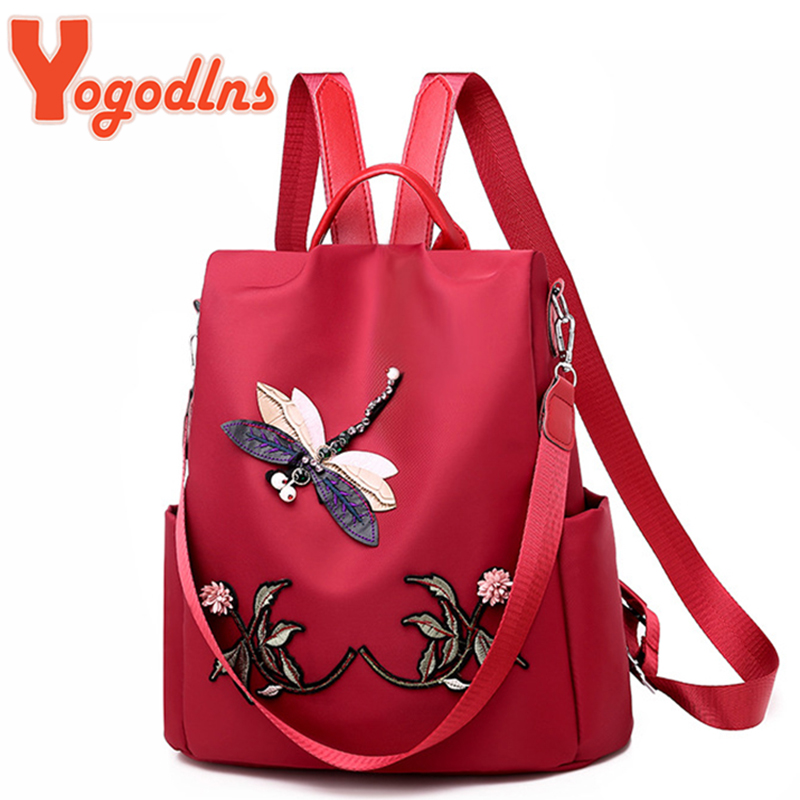 Embroidery Computer - Yogodlns Fashion Embroidery Backpack Women Waterproof