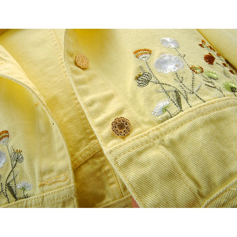 Fashion Yellow Denim Jacket Wo - Embroidery Yellow recensione e prezzo