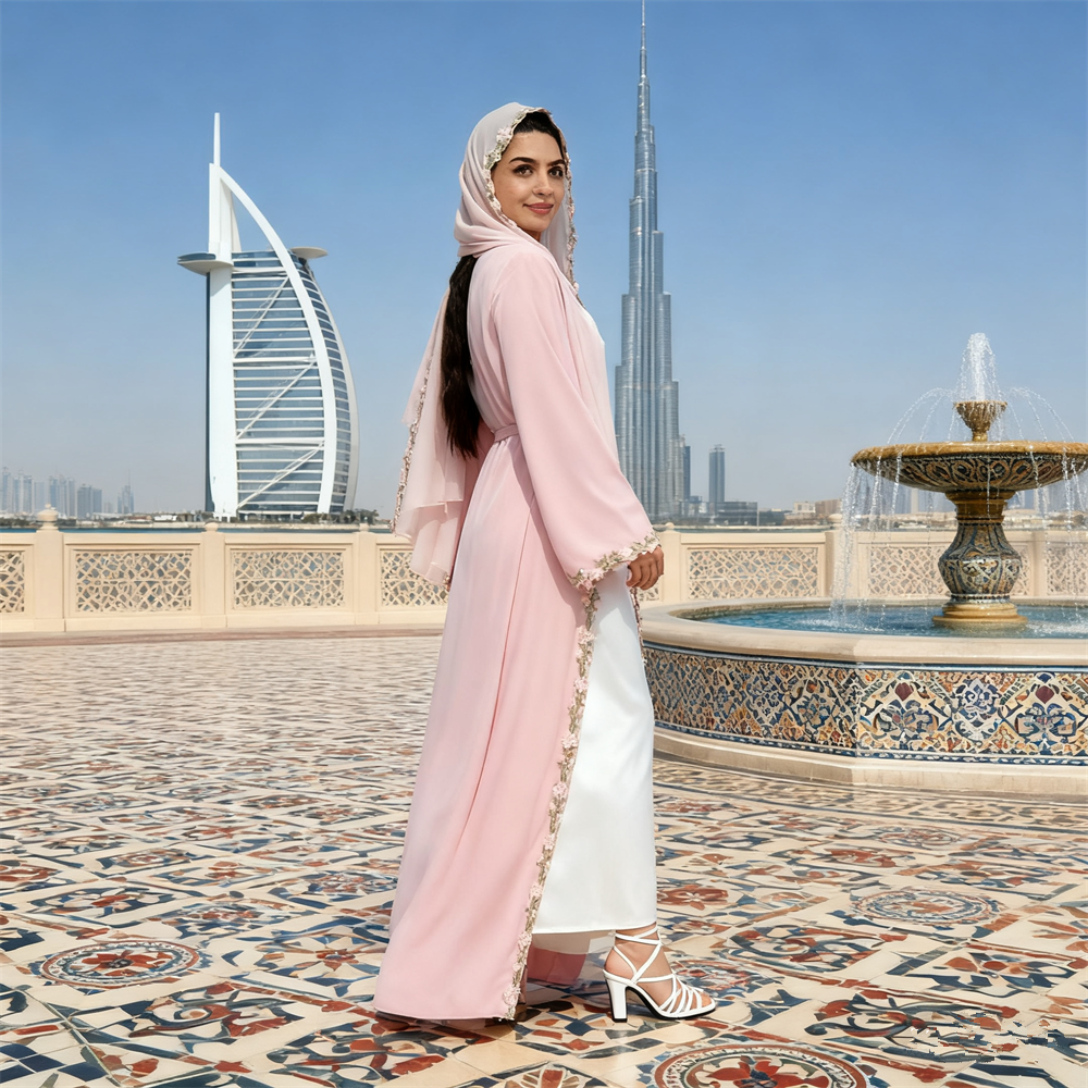 Dubai Open Abaya Women Muslim  - Embroidery Kebaya recensione e prezzo