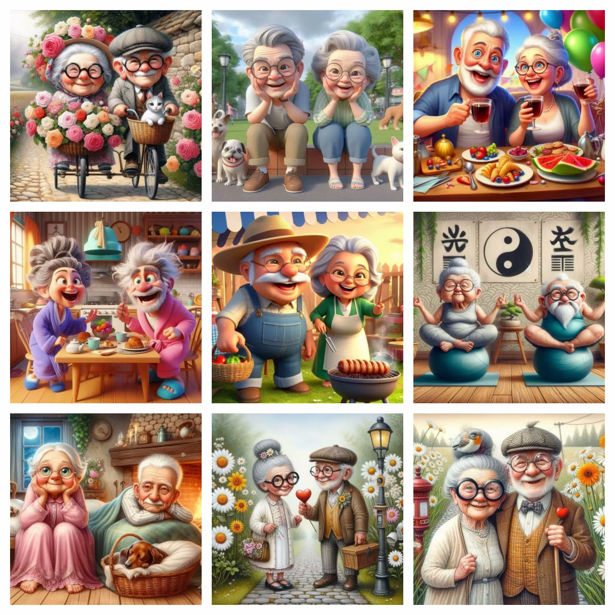 Cartoon Happy Old Couple 5D Fu - Embroidery Painting recensione e prezzo