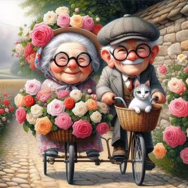 Cartoon Happy Old Couple 5D Fu - Embroidery Painting recensione e prezzo