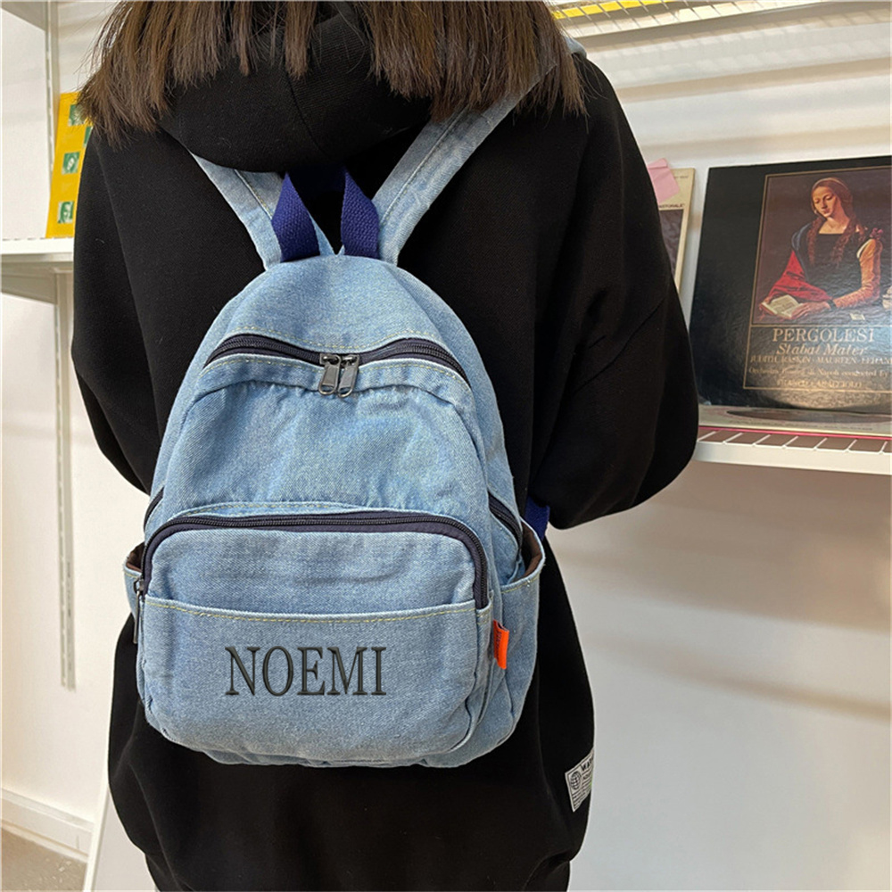 Denim Backpack Girls' New Stud - Embroidery Name recensione e prezzo