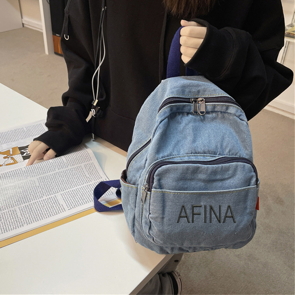 Denim Backpack Girls' New Stud - Embroidery Name recensione e prezzo