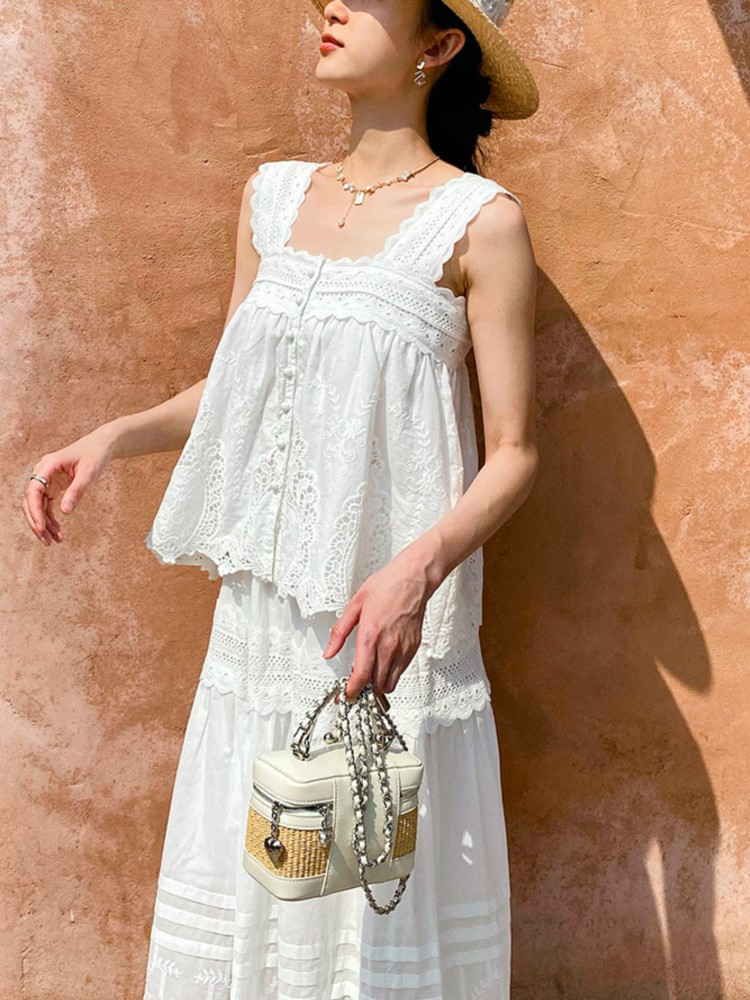 Bohemian White Square-neck Ves - Embroidery Vest recensione e prezzo