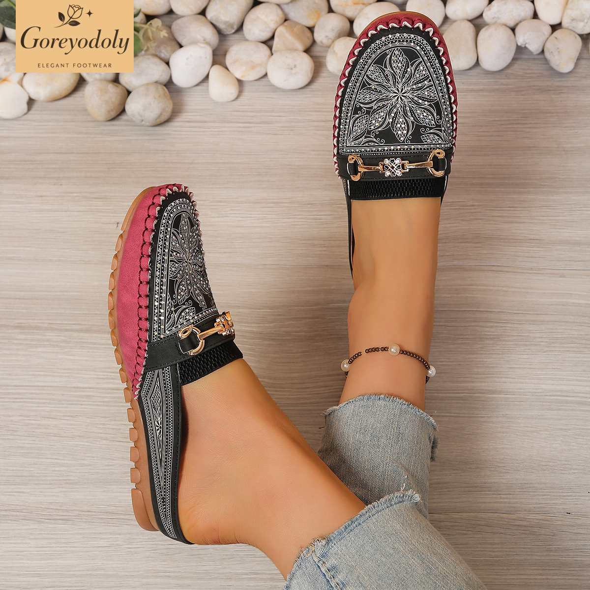 Goreyodoly women mule flats rh - Embroidery Details recensione e prezzo