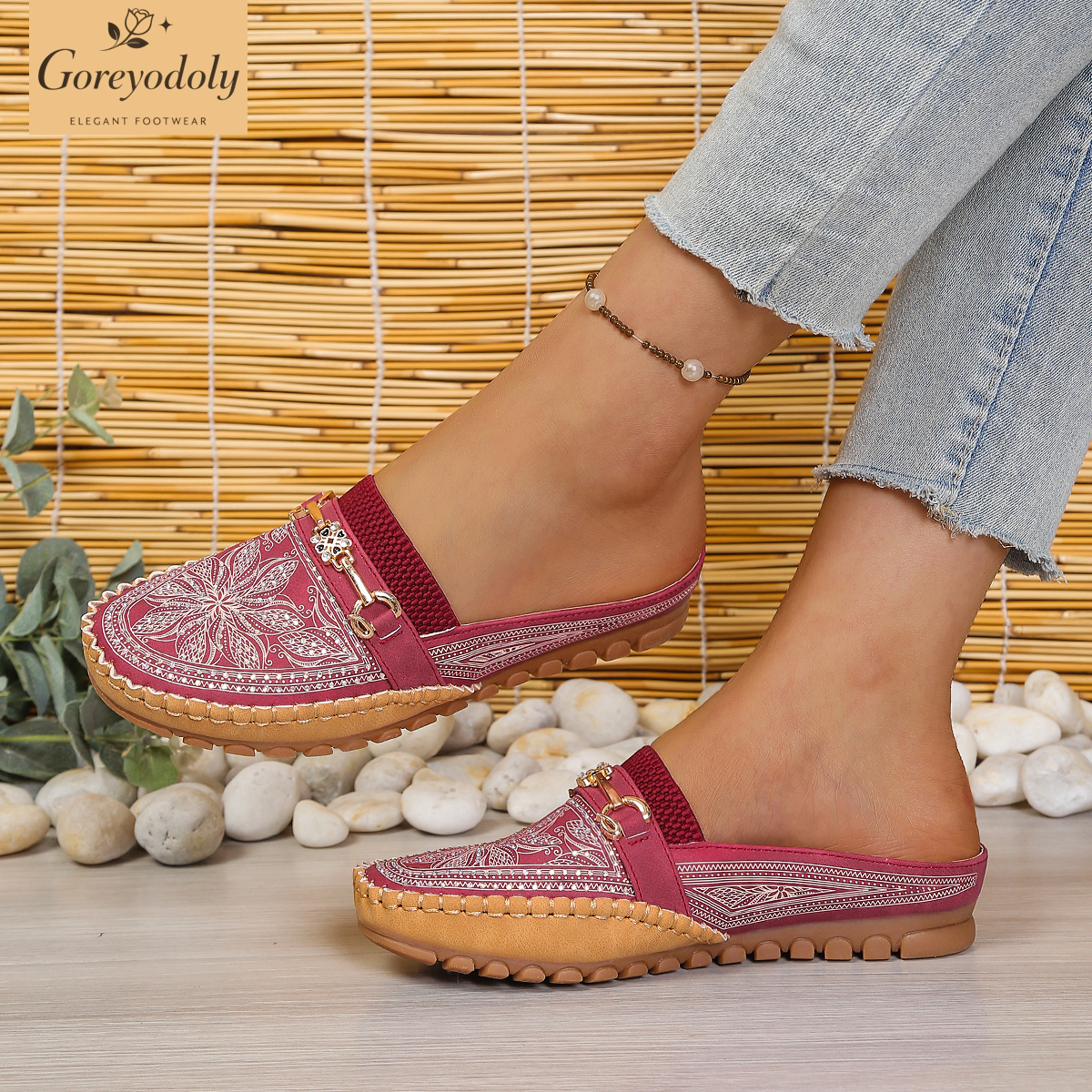 Goreyodoly women mule flats rh - Embroidery Details recensione e prezzo