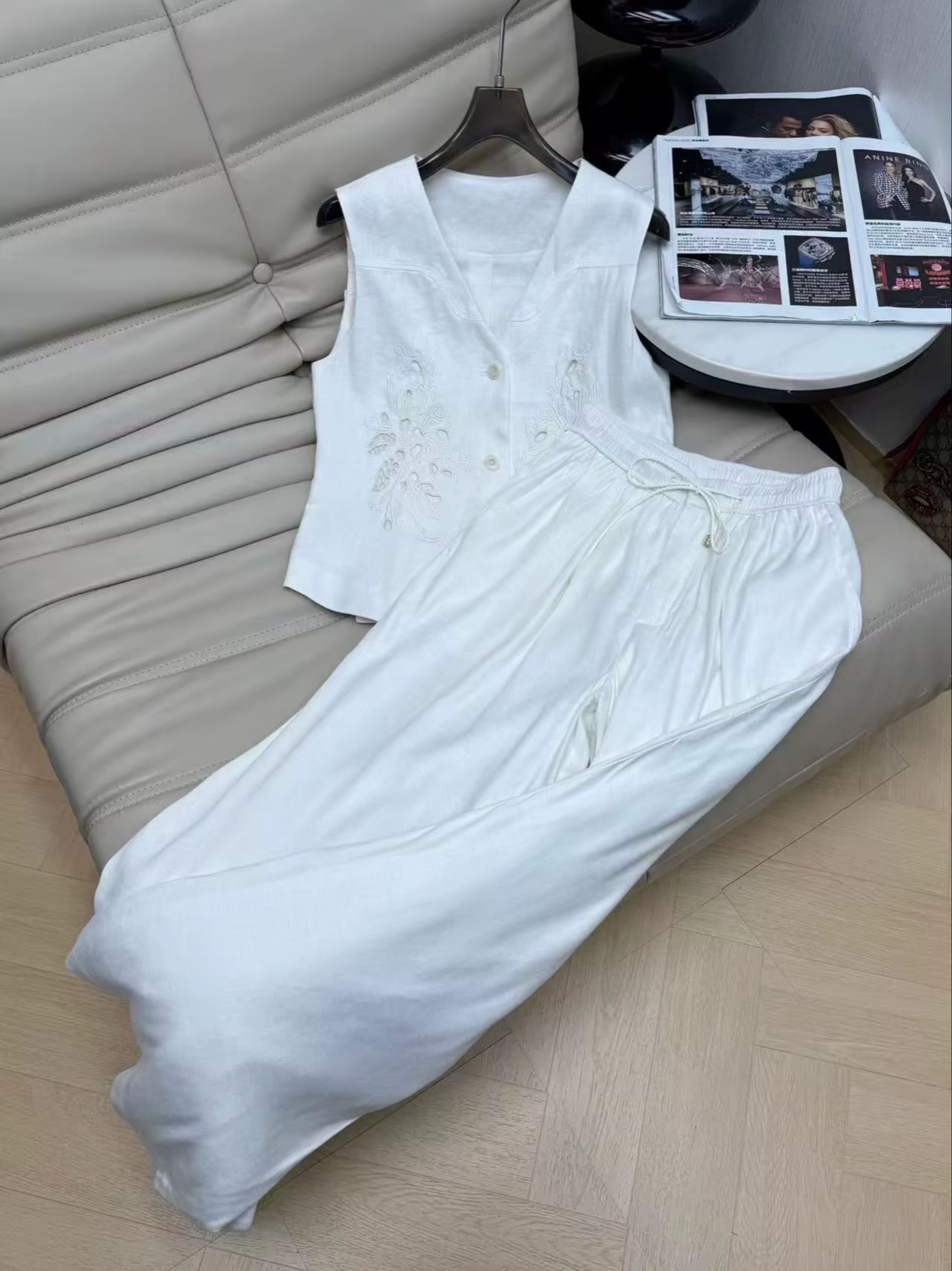 Elegant linen embroidered slee - Embroidery Vest recensione e prezzo