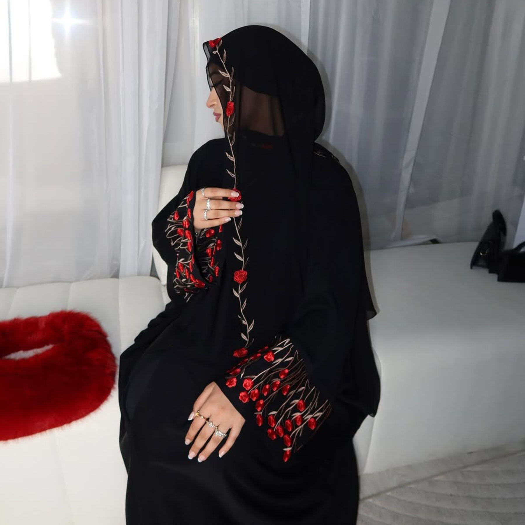 Open Abaya Dubai Embroidery Mu - Embroidery Kebaya recensione e prezzo