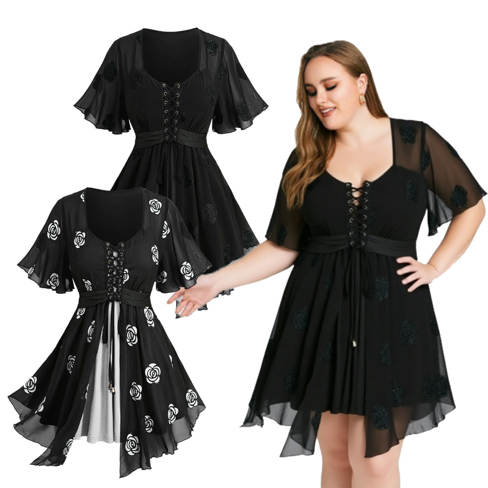 ROSEGAL Plus Size 2-in-1 Tops  - Embroidery Rose recensione e prezzo