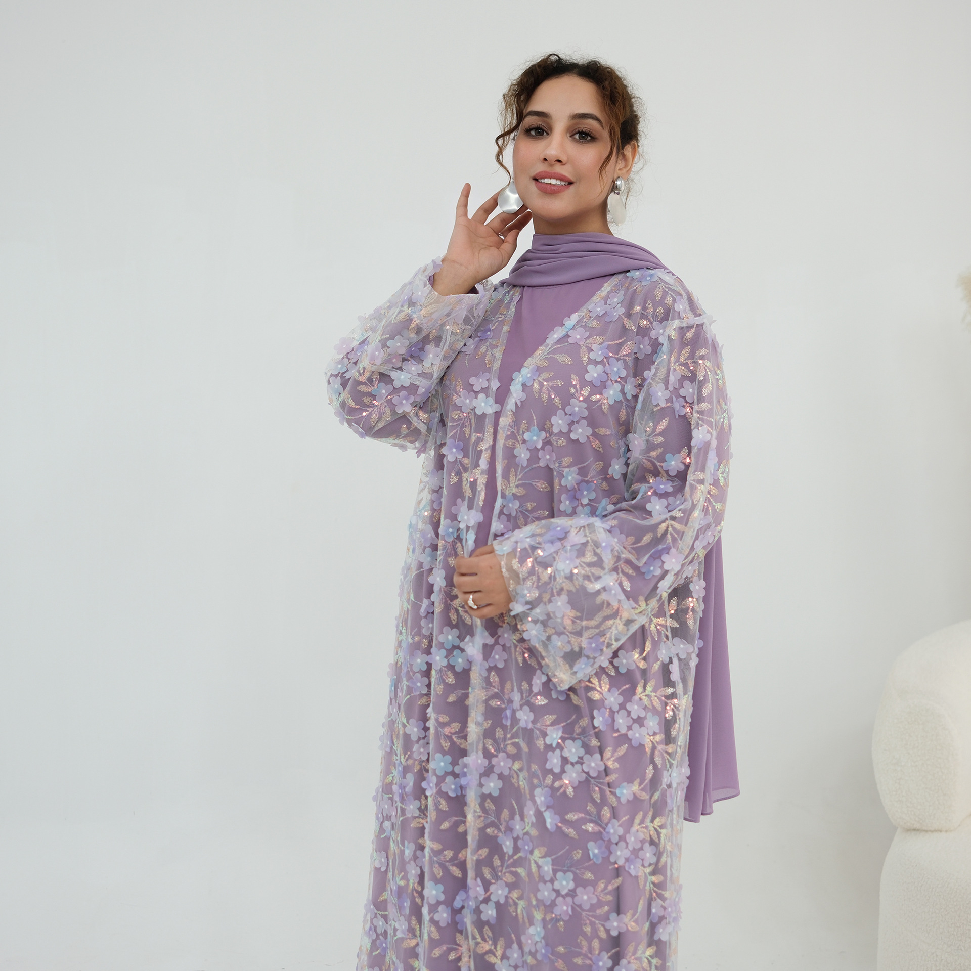 2026 Luxury Abaya EID 3D Flora - Embroidery Hijab recensione e prezzo