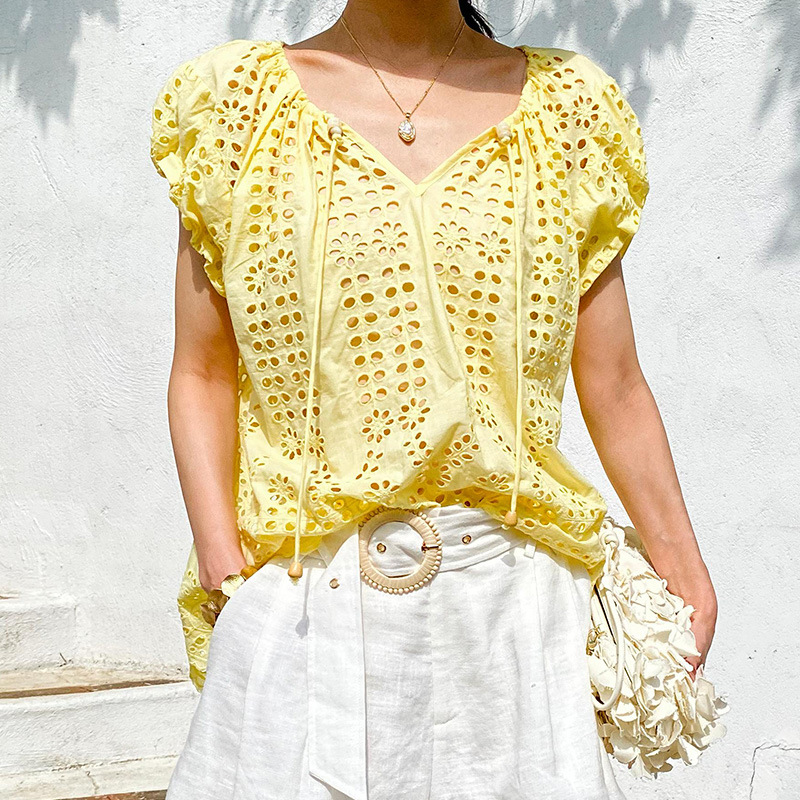 French Style Elegant Chic Blou - Embroidery Yellow recensione e prezzo