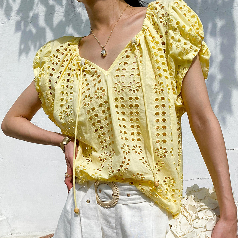 French Style Elegant Chic Blou - Embroidery Yellow recensione e prezzo