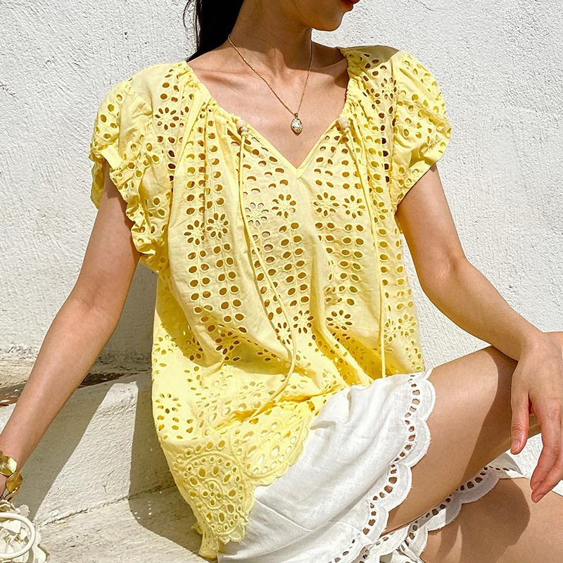 French Style Elegant Chic Blou - Embroidery Yellow recensione e prezzo