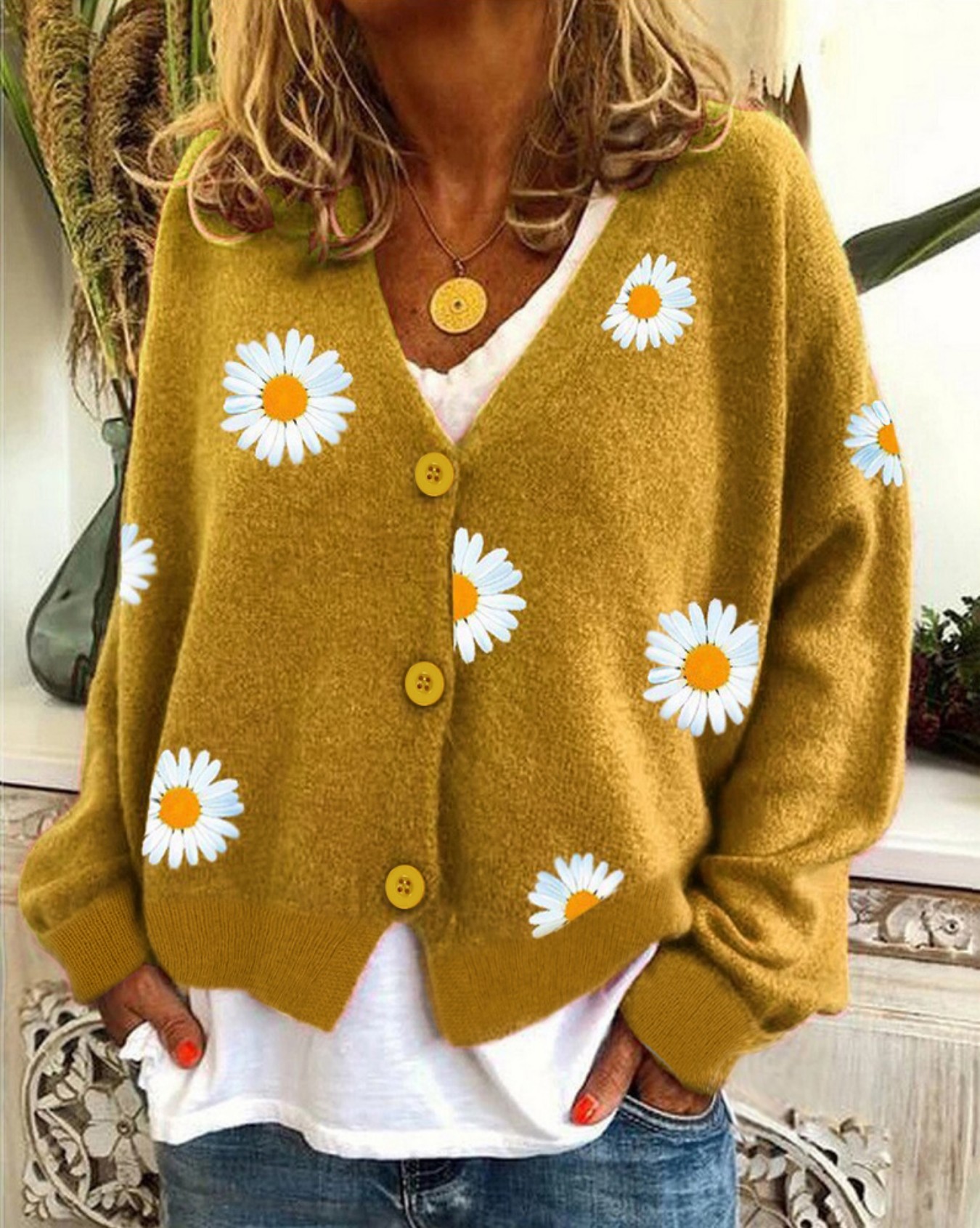 Women's Mustard Yellow Daisy E - Embroidery Yellow recensione e prezzo
