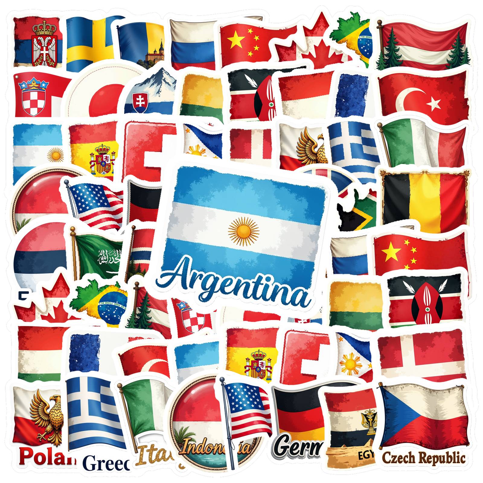 35pcs Country Flag Stickers Wa - Embroidery World recensione e prezzo