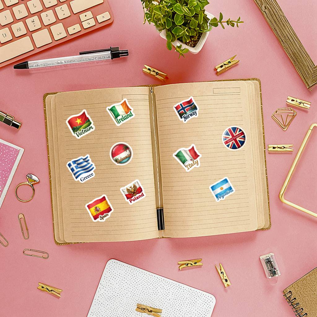 35pcs Country Flag Stickers Wa - Embroidery World recensione e prezzo