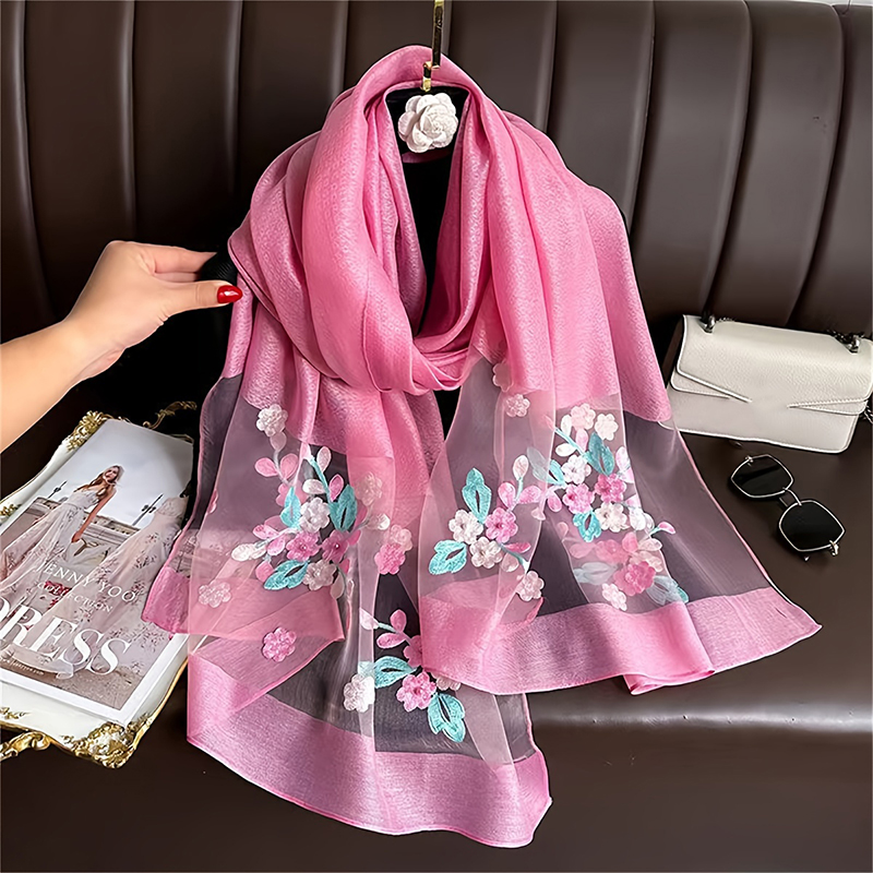 Women Silk Wool Scarf Floral E - Embroidery Hijab recensione e prezzo