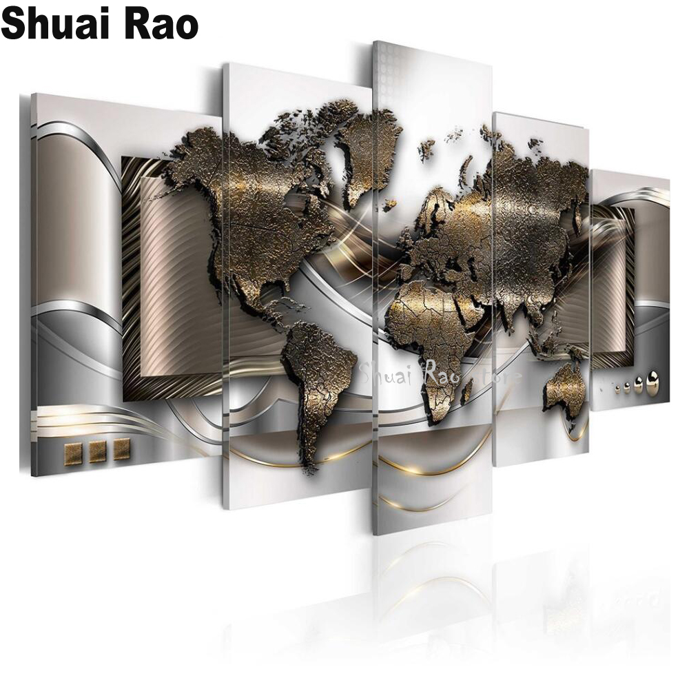 5 Panel World Map Modular Diam - Embroidery World recensione e prezzo