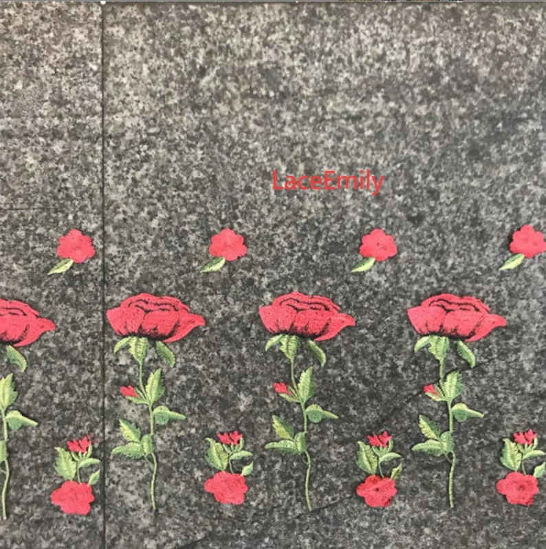 Red Rose Lace Fabric flower em - Embroidery Rose recensione e prezzo