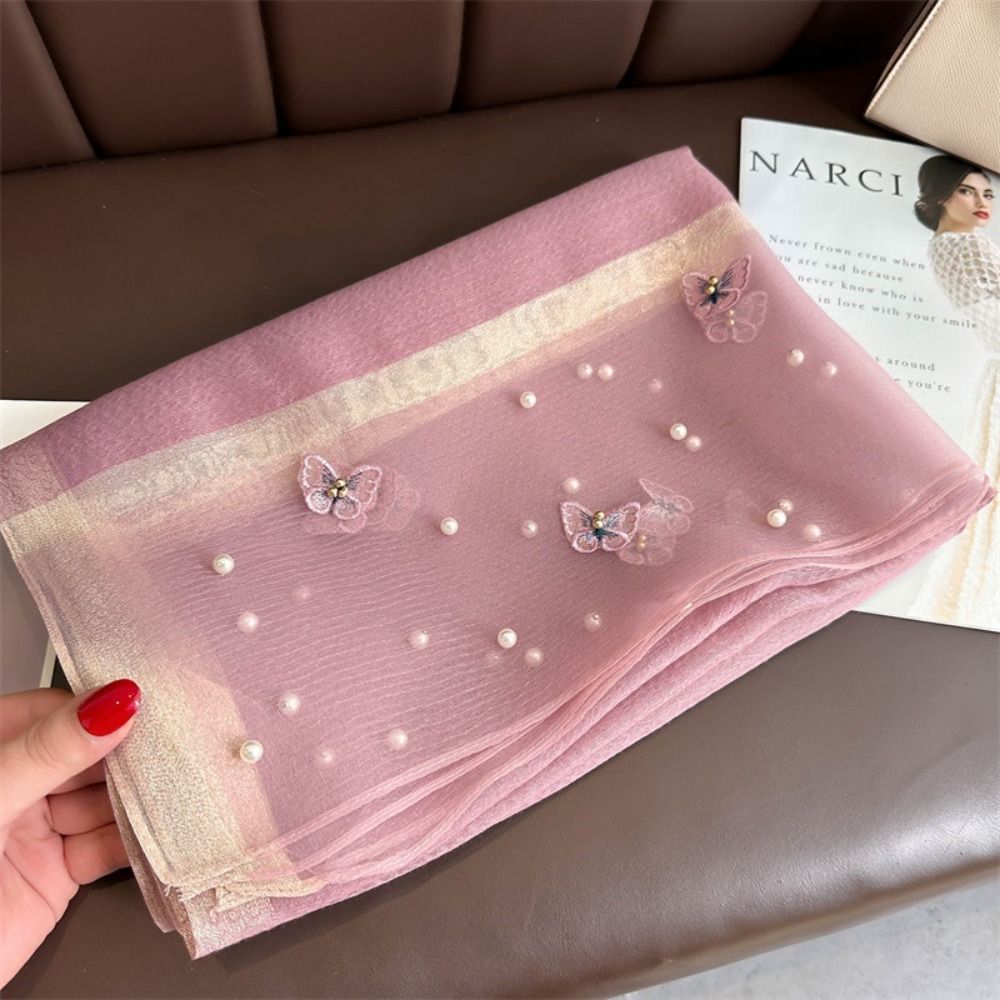 Fashion Thin Silk Scarf Pearl  - Embroidery Hijab recensione e prezzo