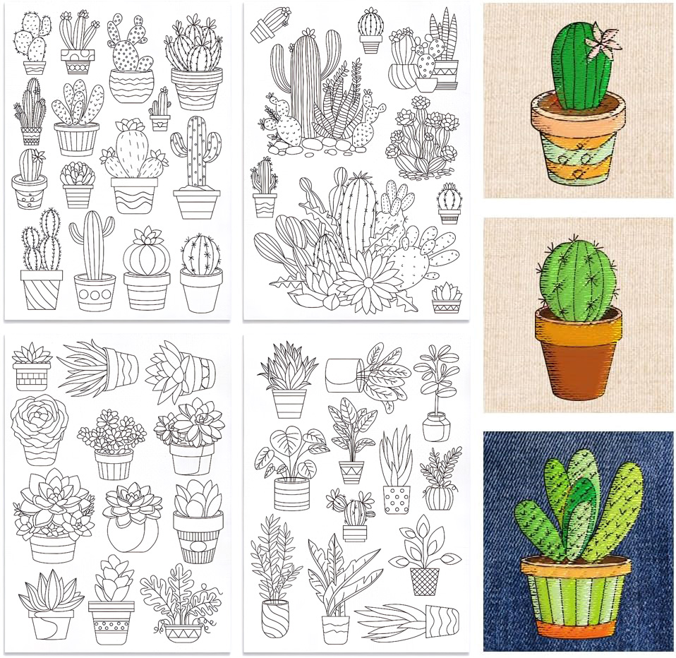 48Pcs Cactus Embroidery Self-A - Water Soluble Stabilizer recensione e prezzo