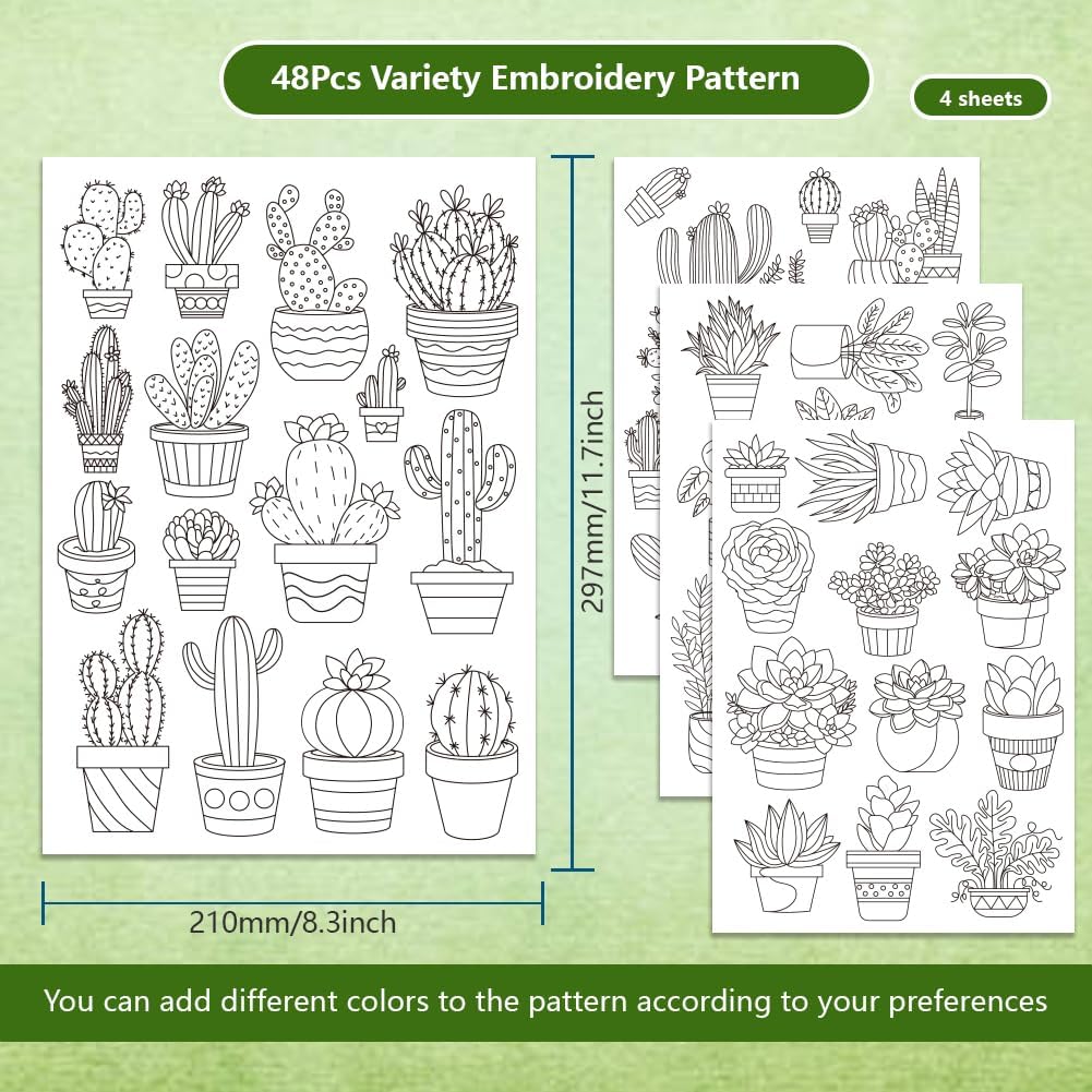 48Pcs Cactus Embroidery Self-A - Water Soluble Stabilizer recensione e prezzo