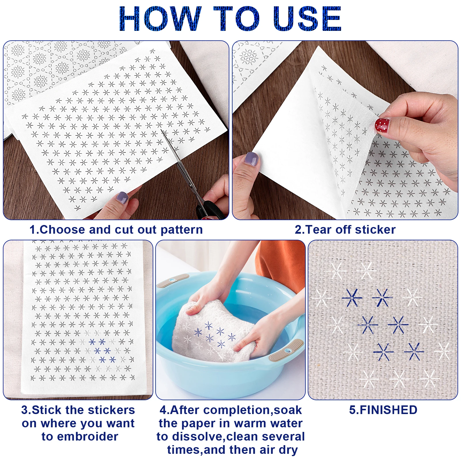 154pcs Sashiko Embroidery Patt - Water Soluble Stabilizer recensione e prezzo