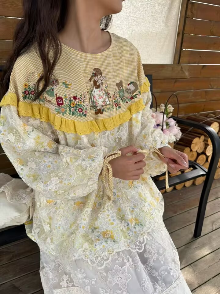 Yellow Color  Vintage Cotton P - Embroidery Yellow recensione e prezzo