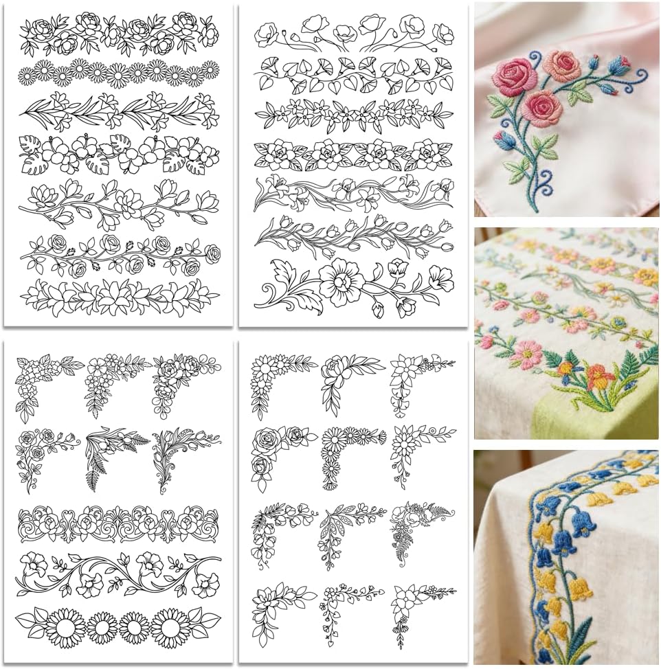 Pre-Printed Large Floral Borde - Water Soluble Stabilizer recensione e prezzo