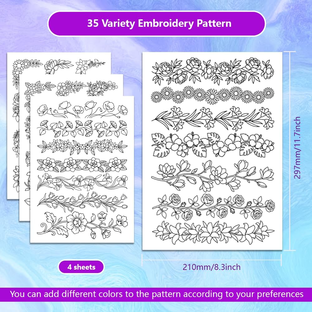 Pre-Printed Large Floral Borde - Water Soluble Stabilizer recensione e prezzo