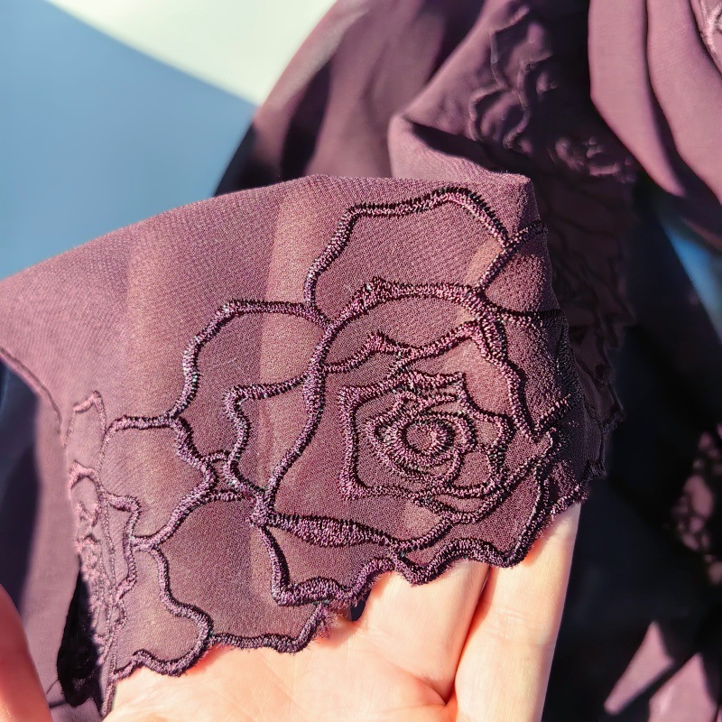 Purple Chiffon Hijab Shawls Wo - Embroidery Hijab recensione e prezzo